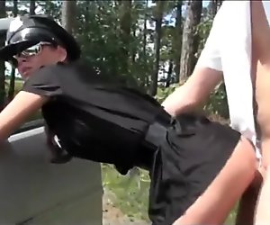 Sexy German Police Woman Gets Fucked by a Stranger Outdoor